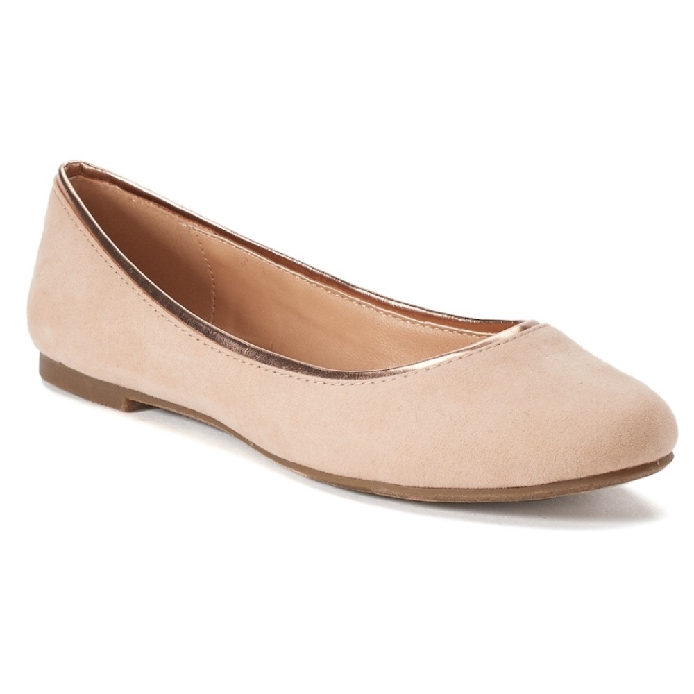 Lauren Conrad Blush Pink & Rose Gold Suede Flats